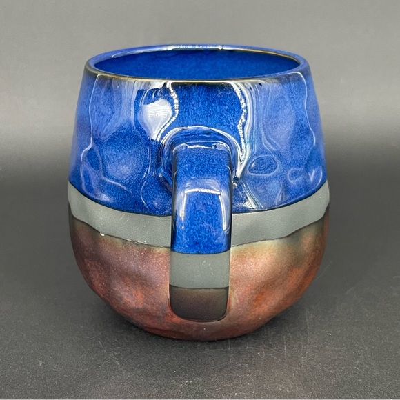 Potter's Corner Jayde Dip Royal Blue Dye Coffee Mug Hammered Bulb 16oz - Picture 6 of 10